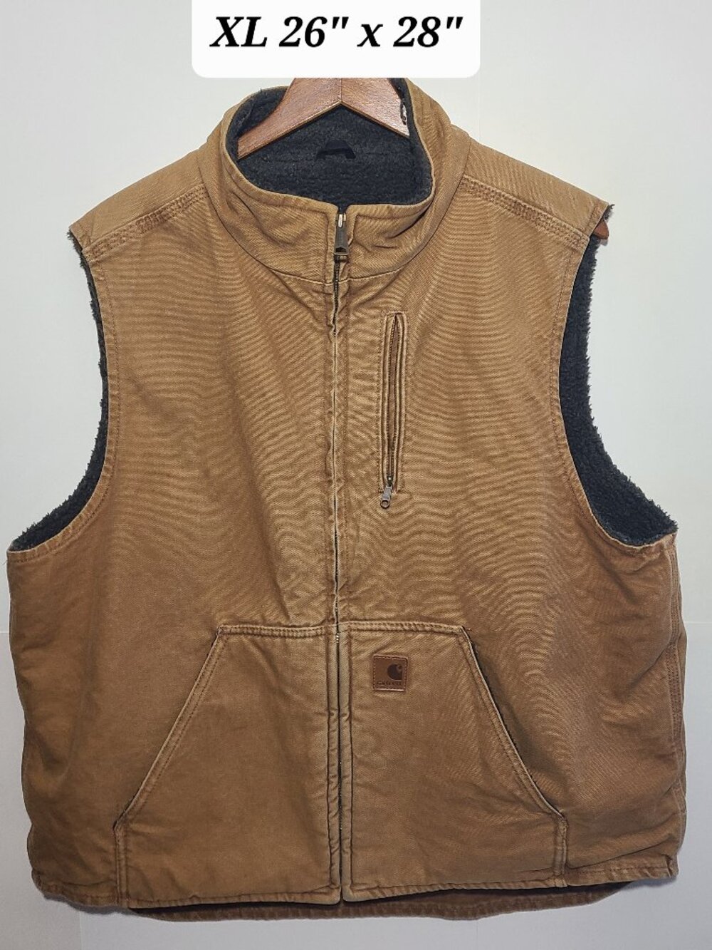 Vintage Y2K Carhartt Brown Canvas Sherpa Lined Men's Vest Size XL